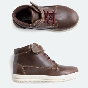 Boys Brown Faux Leather High Top Shoes NEW